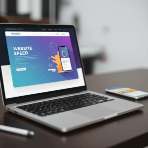 Generate a high-quality, relevant image prompt for an article about: Website Speed: Crucial for SEO