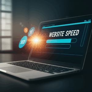 Generate a high-quality, relevant image prompt for an article about: Website Speed: Crucial for SEO