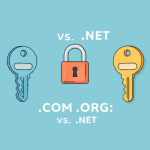 Generate a high-quality, relevant image prompt for an article about: .COM vs .NET vs .ORG: Choosing