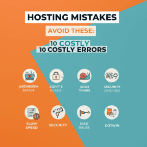 Generate a high-quality, relevant image prompt for an article about: Hosting Mistakes: Avoid These 1