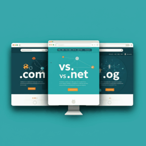 Generate a high-quality, relevant image prompt for an article about: .com vs .net vs .org: Choosing