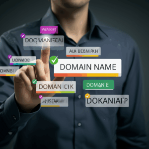 Generate a high-quality, relevant image prompt for an article about: Domain Names: Choosing the Perf