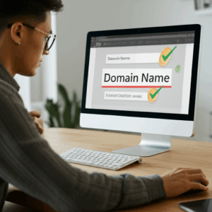 Generate a high-quality, relevant image prompt for an article about: Choosing the Perfect Domain Nam
