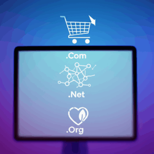 Generate a high-quality, relevant image prompt for an article about: .Com vs .Net vs .Org: Choose th