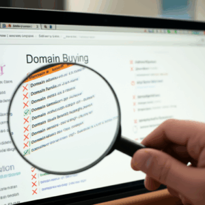 Generate a high-quality, relevant image prompt for an article about: Domain Buying Mistakes: 7 to Av