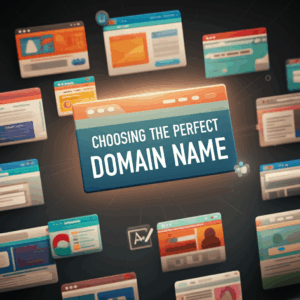 Generate a high-quality, relevant image prompt for an article about: Domain Names: Choosing the Perf