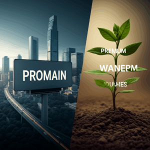 Generate a high-quality, relevant image prompt for an article about: Premium Domains: Stunning Inves