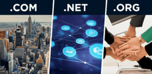 Generate a high-quality, relevant image prompt for an article about: .COM vs .NET vs .ORG: Choosing