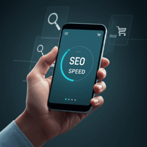 Generate a high-quality, relevant image prompt for an article about: Website Speed: Crucial for SEO